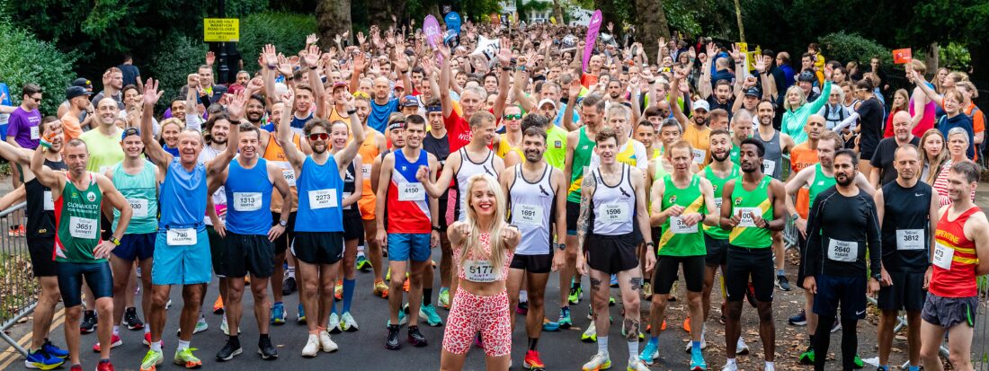 Thousands of runners at the start line of Ealing Half Marathon